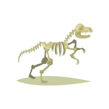 Flat vector icon of dinosaur skeleton. Tyrannosaurus Rex. Bones of prehistoric Stock Illustration