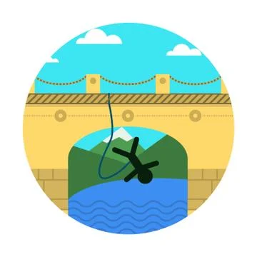 Flat vector icon for extreme sport. Rope jumping. Stock Illustration