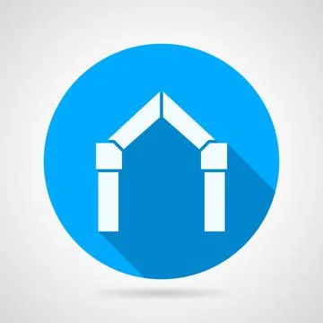 Flat vector icon for gates arch Flat blue round icon with white silhouette... Stock Photos