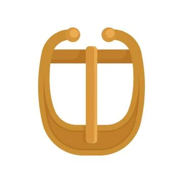 Flat vector icon of gold-plated metal buckle with hinged pin. Garment accessory Illustrazione stock