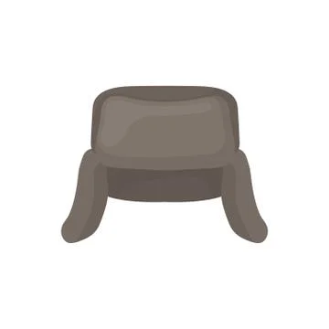 Flat vector icon of gray ushanka. National Russian cap with ear flaps. Warm fur 스톡 일러스트
