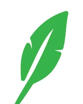 Flat vector icon green feather isolated on white background. Stock Illustration