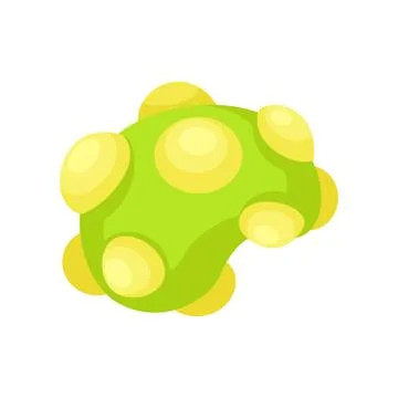 Flat vector icon of green virus with yellow cells. Disease-causing bacteria Illustrazione stock