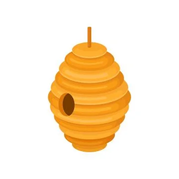 Flat vector icon of hanging beehive. House of bees. Honey production theme Illustrazione stock