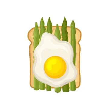Flat vector icon of healthy and tasty sandwich. Toasted bread with green Illustrazione stock