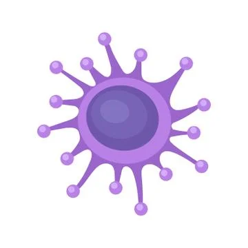 Flat vector icon of hepatitis C virus. Round-shaped bacteria under microscope Stock Illustration