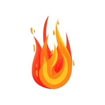 Flat vector icon of hot flame. Bright red-orange fire. Element for mobile game Stock Illustration