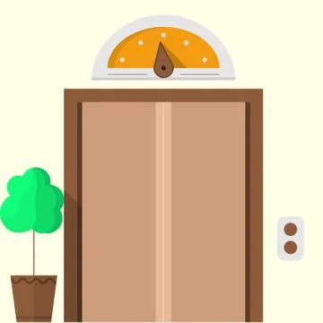 Flat vector icon for hotel. Closed elevator 스톡 일러스트