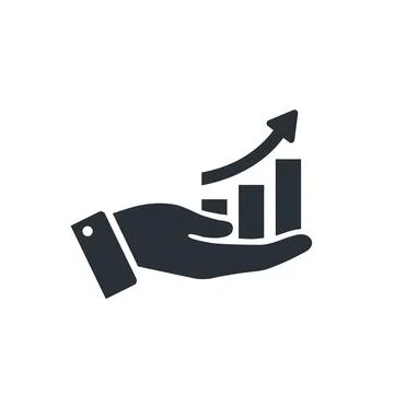 Flat vector icon isolated on white background, male hand holding a chart with Stock Illustration