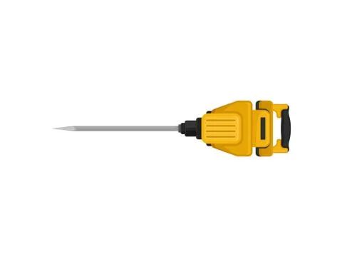 Flat vector icon of jackhammer with steel drill bit. Modern power tool. Electric Ilustração Stock