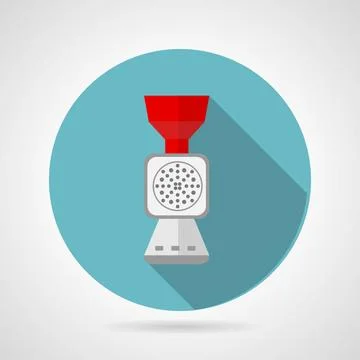 Flat vector icon for kitchen. Mincer Round blue vector icon for red meat g... 스톡 사진