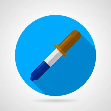 Flat vector icon for laboratory. Pipette Flat round blue vector icon for d... Stock Photos