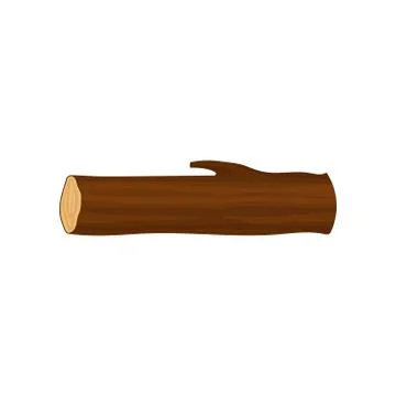 Flat vector icon of long round wooden log. Part of tree trunk. Forest element Stock Illustration