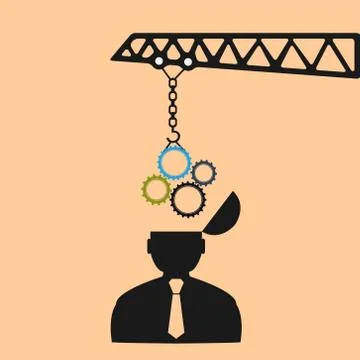 Flat vector icon man and gears eps Stock Illustration