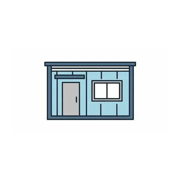 Flat vector icon of a modern prefabricated cabin or office Stock Illustration