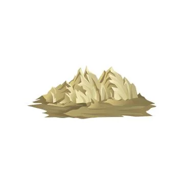Flat vector icon of mountain range with lights and shadows. Rocky hills in Stock Illustration