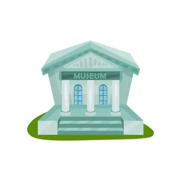 Flat vector icon of museum building exterior with title and columns Ilustración de archivo
