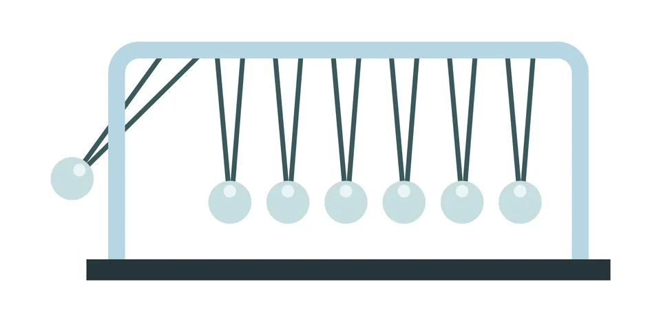 Flat vector icon newton's cradle silver balls viewed from the front. Stock Illustration