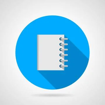 Flat vector icon for notebook Blue round vector icon with white spiral not... Stock Photos
