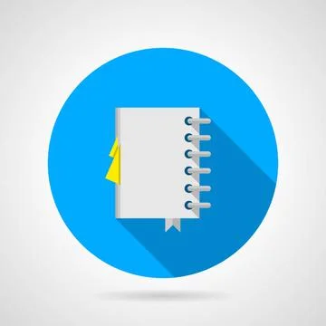 Flat vector icon for office notebook Blue round vector icon with white spi... Stock Photos