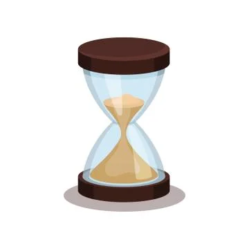 Flat vector icon of old hourglass with flowing sand. Item for magical ritual Stock Illustration