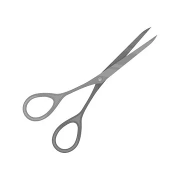 Flat vector icon of operating scissors. Surgical instrument. Stainless steel Stock Illustration