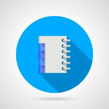 Flat vector icon for organizer Blue round vector icon with white diary not... Stock Photos