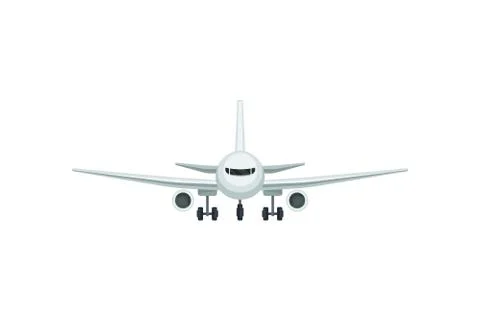 Flat vector icon of passenger airplane, front view. Air transport. Element for Stock Illustration