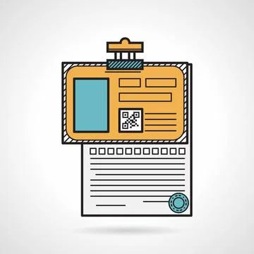 Flat vector icon for patient paper Flat color vector icon with black line ... Stock Photos
