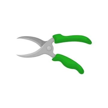 Flat vector icon of pruning shears. Garden instrument. Cutting tool with metal Stock Illustration