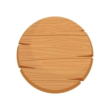 Flat vector icon of round wooden signboard with natural texture and cracks Stock Illustration