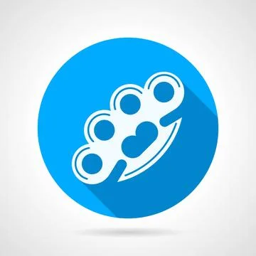 Flat vector icon for self-defence. Brass knuckles Blue round vector icon w... Stock Photos