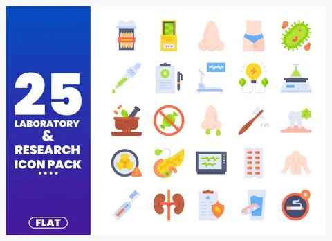 Flat vector icon set for laboratory and research Stock Illustration