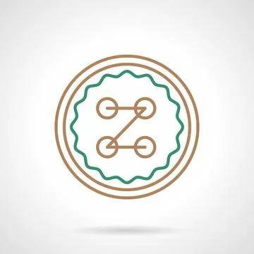 Flat vector icon for sewing button Flat line brown and green color vector ... Stock Photos