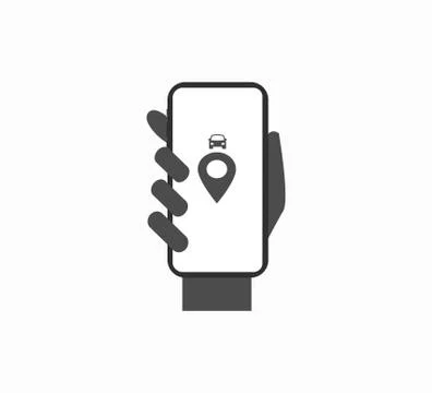 Flat vector icon smartphone in hand auto guide Stock Illustration