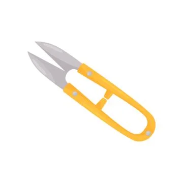 Flat vector icon of steel thread clippers with bright yellow handle イラスト素材