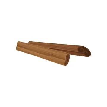 Flat vector icon of two brown cinnamon sticks. Aromatic condiment for dishes and Stock-Illustration