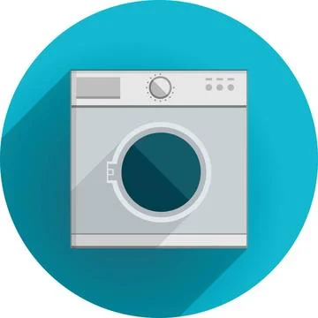 Flat vector icon for washing machine Gray washing machine with horizontal ... Foto stock