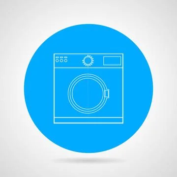 Flat vector icon for washing machine Blue circle flat line vector icon wit... Stock Photos