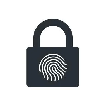 Flat vector icon on white background, fingerprint lock Stock Illustration