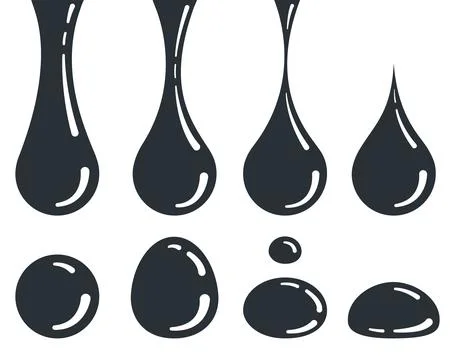 Flat vector icon on a white background, falling drops of black color with hig Illustrazione stock