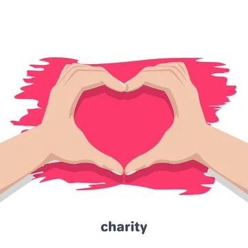 Flat vector icon on white background, human hands folded in heart, care for t Stock Illustration