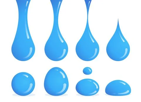 Flat vector icon on a white background, falling drops of blue color with high Stock Illustration