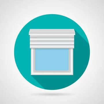 Flat vector icon for window with blinds Round blue flat vector icon simple... Stock Photos