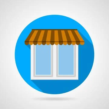 Flat vector icon for window with canopy Flat blue icon for window with bro... Stock Photos