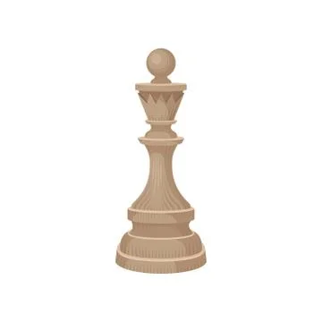 Flat vector icon of wooden chess piece - king. Small figure in beige color Stock Illustration