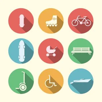 Flat vector icons for active leisure in the park Ilustración de archivo