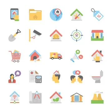 Flat Vector Icons Collection Of Real Estate Illustrazione stock