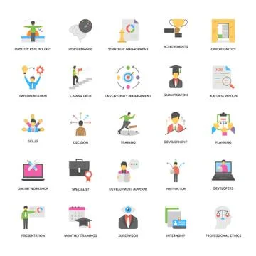 Flat Vector Icons Collection Of Success and Opportunities Stock Illustration