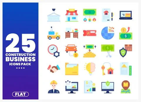 Flat vector icons for construction business Stock Illustration